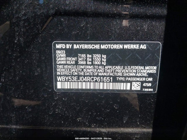 BMW I7 Xdrive60 2024 WBY53EJ04RCP61651 Image 9