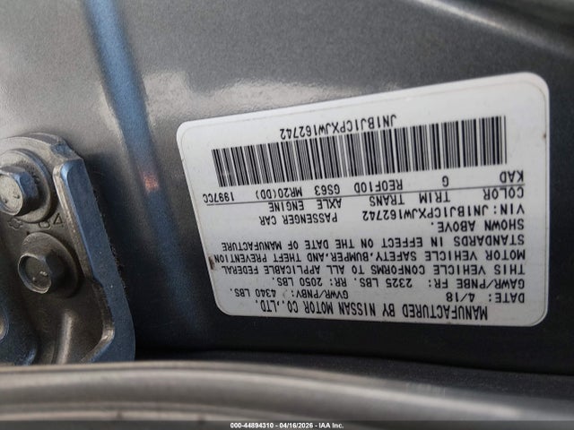 44894310 :رقم المزاد ، JN1BJ1CPXJW162742 vin ، 2018 Nissan Rogue Sport Sv مزاد بيع