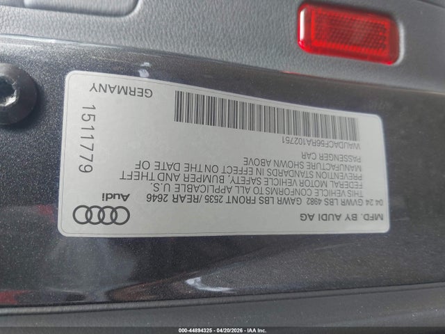 2024 Audi A5 Sportback Premium 45 Tfsi S Line Quattro S Tronic მანქანა იყიდება აუქციონზე, vin: WAUDACF56RA102751, აუქციონის ნომერი: 44894325