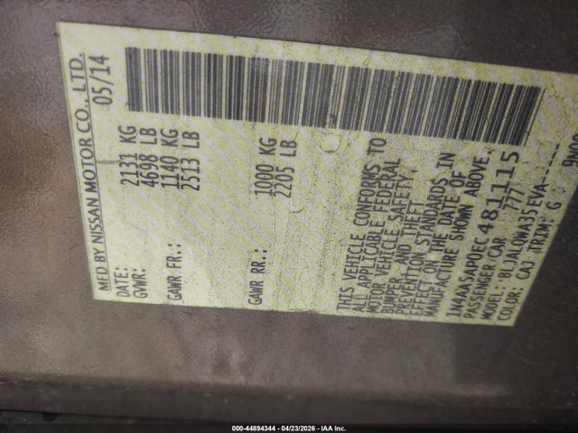 1N4AA5AP0EC481115 Nissan Maxima 3.5 S/3.5 Sv