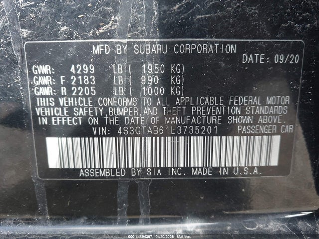 Продаж на аукціоні авто 2020 Subaru Impreza 5-door, vin: 4S3GTAB61L3735201, номер лоту: 44894397