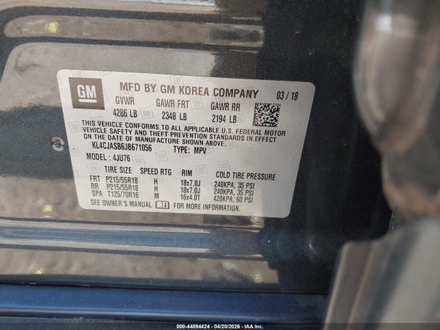 Aukcja sprzedaży 2018 Buick Encore Preferred, vin: KL4CJASB6JB671056, numer aukcji: 44894424