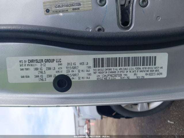 Aukcja sprzedaży 2012 Jeep Patriot Latitude, vin: 1C4NJPFA6CD627228, numer aukcji: 44894436