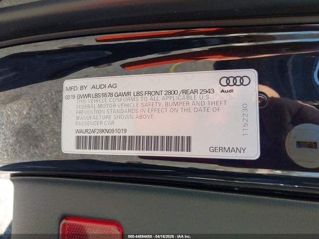 Продаж на аукціоні авто 2019 Audi A7 55 Premium, vin: WAUR2AF28KN091019, номер лоту: 44894455