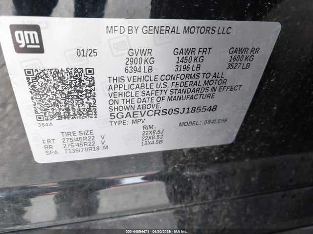 5GAEVCRS0SJ185548 Buick Enclave Avenir Fwd