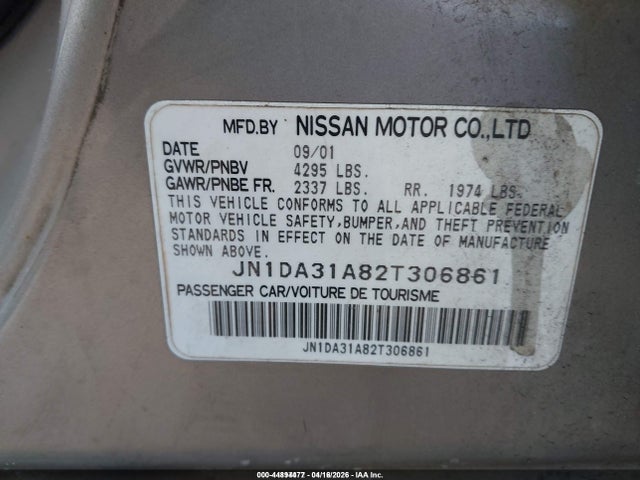 Aukcja sprzedaży 2002 Nissan Maxima Se, vin: JN1DA31A82T306861, numer aukcji: 44894477