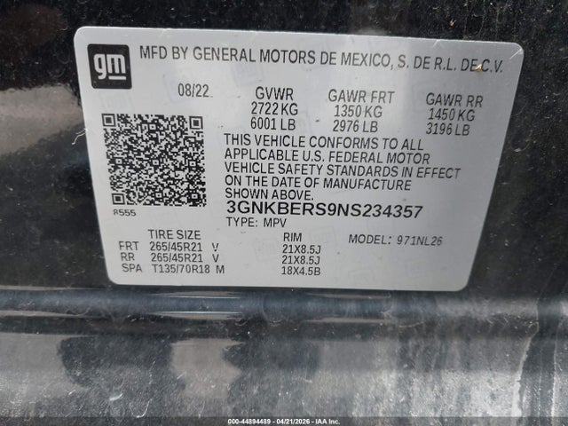 Aukcja sprzedaży 2022 Chevrolet Blazer Fwd Rs, vin: 3GNKBERS9NS234357, numer aukcji: 44894489