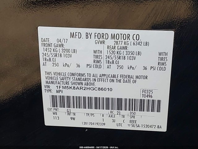 2017 FORD UTILITY POLICE INTERCEPTOR 1FM5K8AR2HGC86010 Photo 8