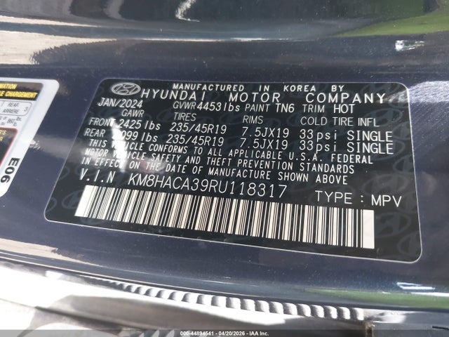 2024 Hyundai Kona N Line მანქანა იყიდება აუქციონზე, vin: KM8HACA39RU118317, აუქციონის ნომერი: 44894541