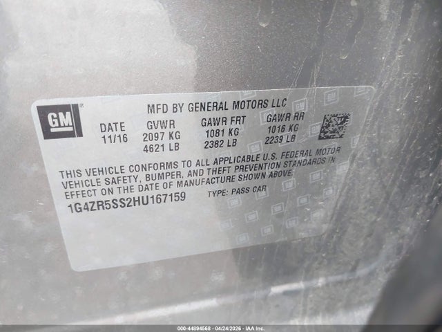 Aukcja sprzedaży 2017 Buick Lacrosse Premium, vin: 1G4ZR5SS2HU167159, numer aukcji: 44894568