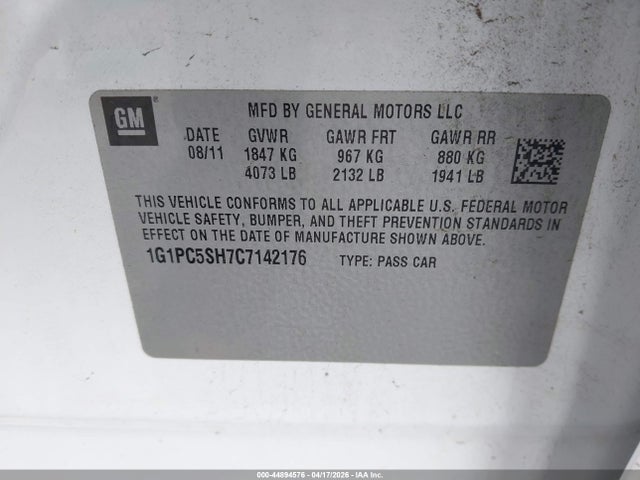 Aukcja sprzedaży 2012 Chevrolet Cruze Ls, vin: 1G1PC5SH7C7142176, numer aukcji: 44894576