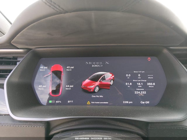 44894606 :رقم المزاد ، 5YJXCDE22JF133885 vin ، 2018 Tesla Model X 100d/75d/p100d مزاد بيع