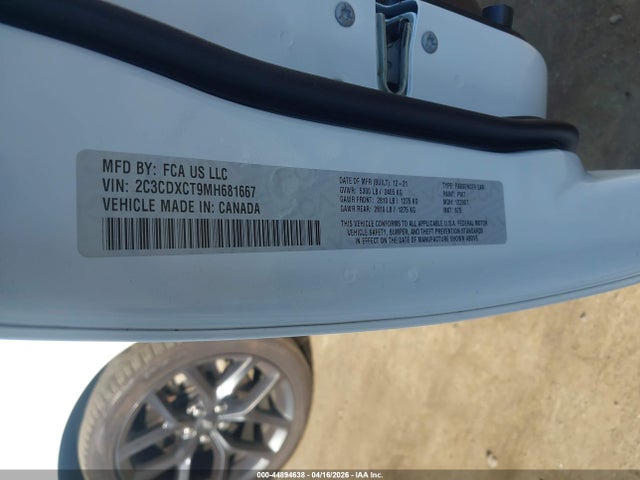 Продажа на аукционе авто 2021 Dodge Charger R/t Rwd, vin: 2C3CDXCT9MH681667, номер лота: 44894638