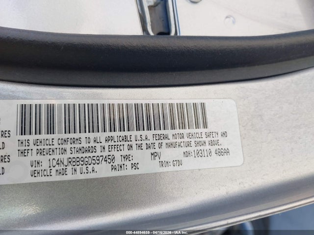 1C4NJRBB9GD597450 Jeep Patriot Sport Se