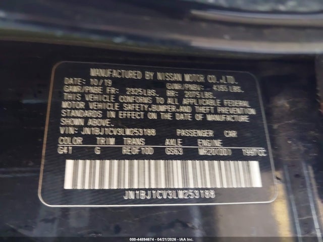 44894674 :رقم المزاد ، JN1BJ1CV3LW253188 vin ، 2020 Nissan Rogue Sport Sl Fwd Xtronic Cvt مزاد بيع