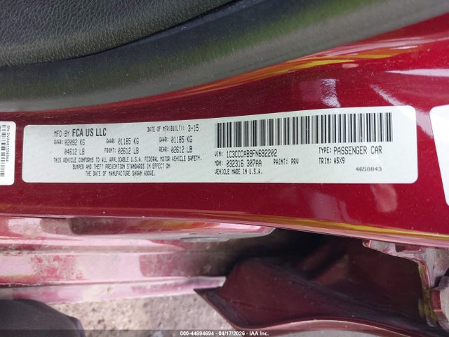 44894694 :رقم المزاد ، 1C3CCCAB9FN692202 vin ، 2015 Chrysler 200 Limited مزاد بيع