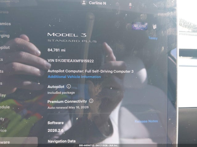 2021 Tesla Model 3 Standard Range Plus Rear-wheel Drive მანქანა იყიდება აუქციონზე, vin: 5YJ3E1EAXMF915922, აუქციონის ნომერი: 44894713