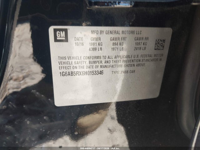 2017 Cadillac Ats Luxury Rwd მანქანა იყიდება აუქციონზე, vin: 1G6AB5RX6H0153346, აუქციონის ნომერი: 44894717