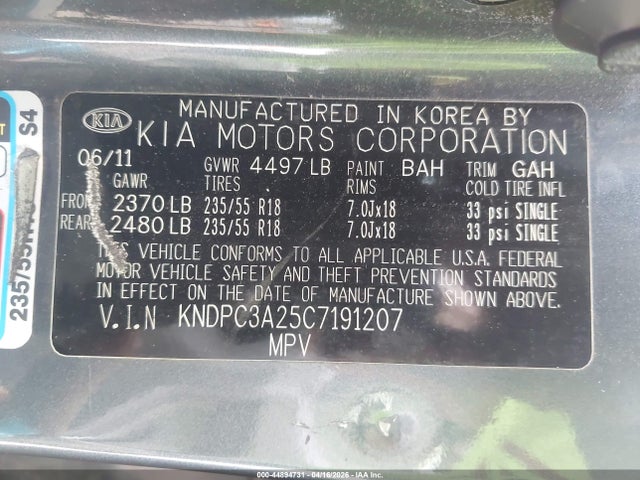 2012 KIA SPORTAGE KNDPC3A25C7191207 Photo 8