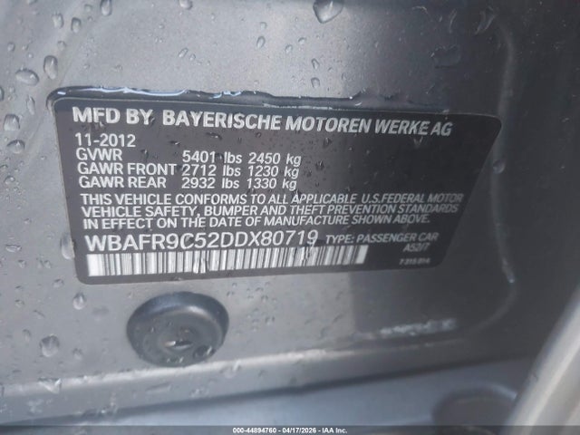Aukcja sprzedaży 2013 Bmw 550i, vin: WBAFR9C52DDX80719, numer aukcji: 44894760