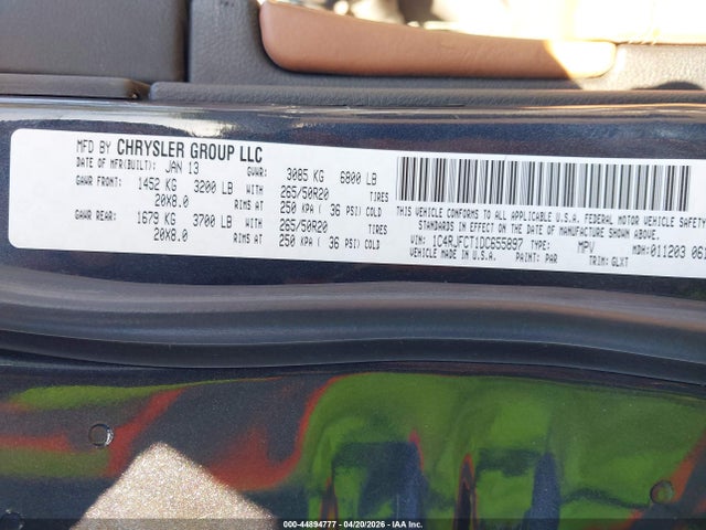 Продажа на аукционе авто 2013 Jeep Grand Cherokee Overland, vin: 1C4RJFCT1DC655897, номер лота: 44894777