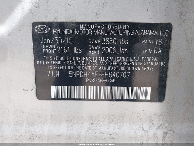 2015 HYUNDAI ELANTRA 5NPDH4AE8FH640707 Photo 8