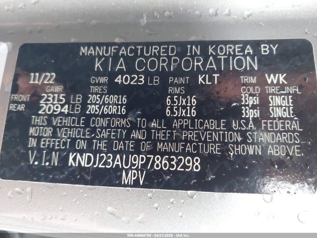 Aukcja sprzedaży 2023 Kia Soul Lx, vin: KNDJ23AU9P7863298, numer aukcji: 44894790
