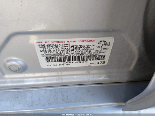 Aukcja sprzedaży 2011 Mitsubishi Outlander Sport Se, vin: JA4AR4AUXBZ021949, numer aukcji: 44894858