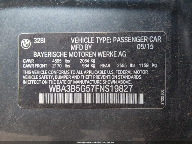2015 BMW 328I WBA3B5G57FNS19827 Photo 8