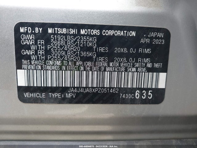 Продажа на аукционе авто 2023 Mitsubishi Outlander Ralliart S-awc/se 2.5 S-awc/se Black Edition S-awc/se Special Editiont S-awc, vin: JA4J4UA8XPZ051462, номер лота: 44894970