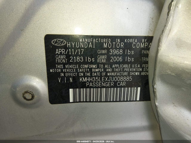 44894971 :رقم المزاد ، KMHH35LEXJU008885 vin ، 2018 Hyundai Elantra Gt مزاد بيع