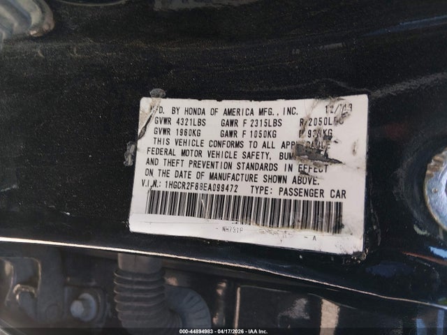 Aukcja sprzedaży 2014 Honda Accord Ex-l, vin: 1HGCR2F88EA099472, numer aukcji: 44894983