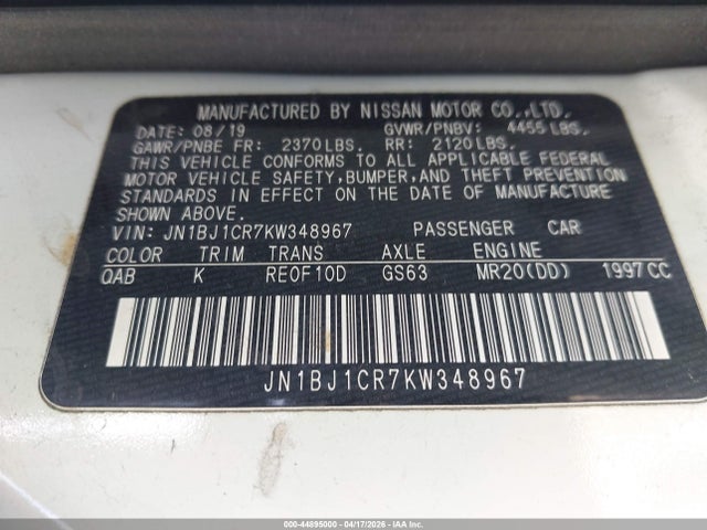 JN1BJ1CR7KW348967 Nissan Rogue Sport Sv