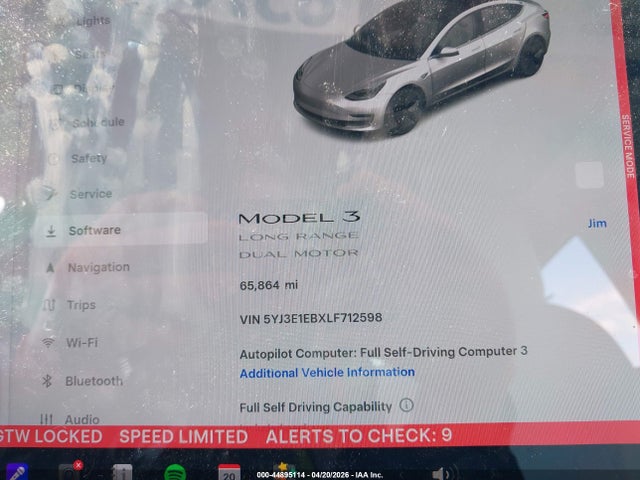 Продаж на аукціоні авто 2020 Tesla Model 3 Long Range Dual Motor All-wheel Drive, vin: 5YJ3E1EBXLF712598, номер лоту: 44895114