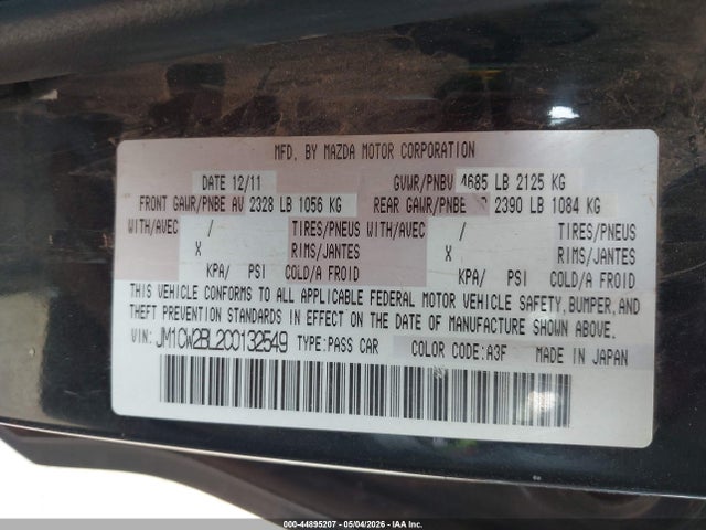 Aukcja sprzedaży 2012 Mazda Mazda5 Sport, vin: JM1CW2BL2C0132549, numer aukcji: 44895207