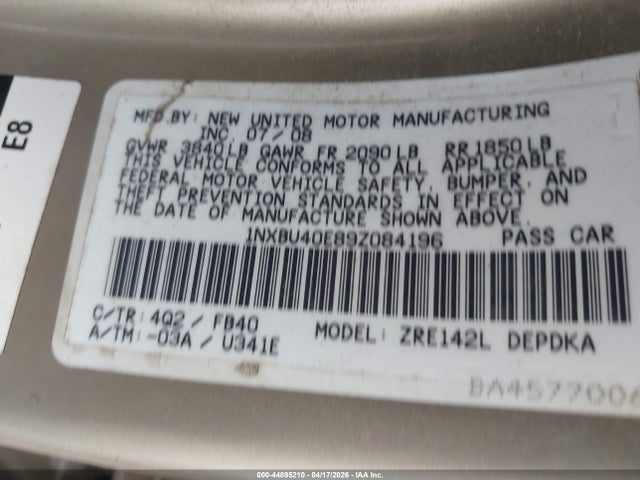 2009 TOYOTA COROLLA 1NXBU40E89Z084196 Photo 8