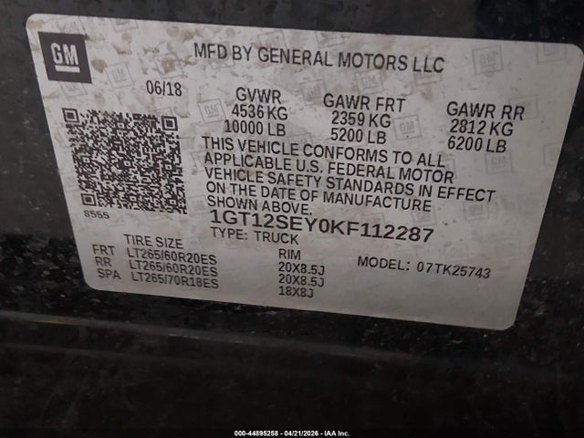 Aukcja sprzedaży 2019 Gmc Sierra 2500hd Denali, vin: 1GT12SEY0KF112287, numer aukcji: 44895258