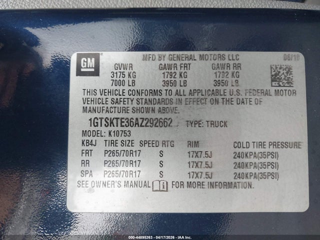 Aukcja sprzedaży 2010 Gmc Sierra 1500 Work Truck, vin: 1GTSKTE36AZ292662, numer aukcji: 44895263