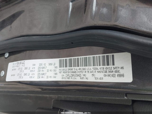 2015 Jeep Cherokee Latitude მანქანა იყიდება აუქციონზე, vin: 1C4PJLCBXFW720423, აუქციონის ნომერი: 44895359