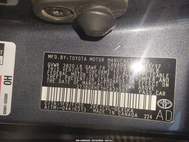 Aukcja sprzedaży 2017 Toyota Corolla Se, vin: 2T1BURHE1HC832997, numer aukcji: 44895425