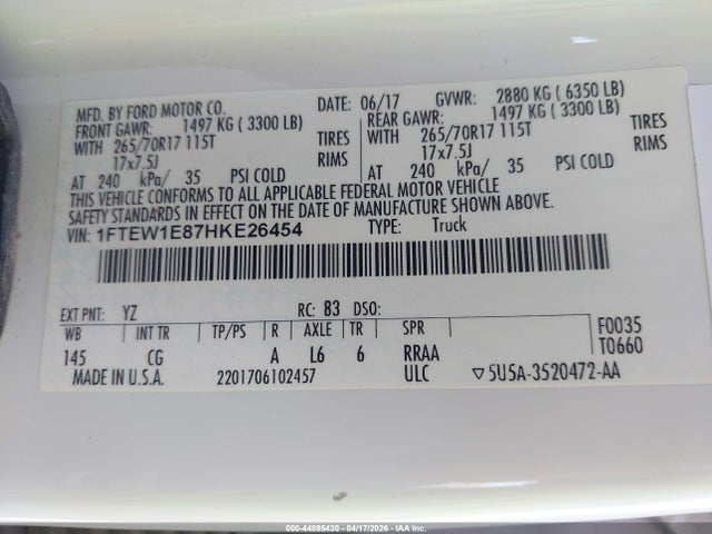 Ford F-150 Xl 2017 1FTEW1E87HKE26454 Image 9
