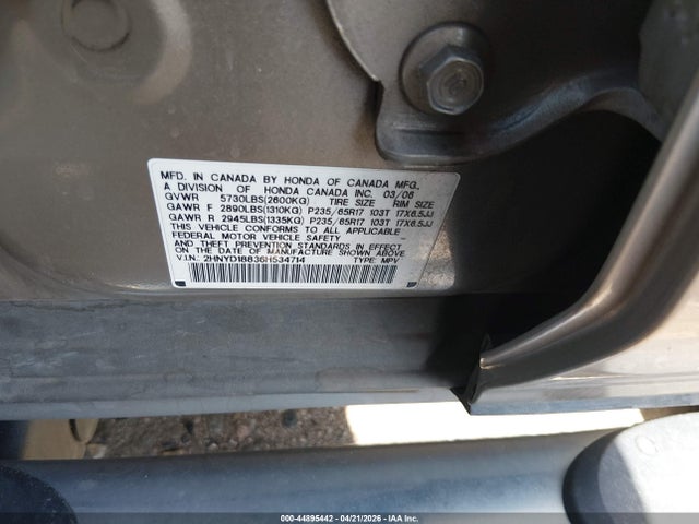 Aukcja sprzedaży 2006 Acura Mdx, vin: 2HNYD18836H534714, numer aukcji: 44895442