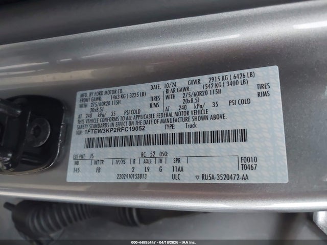 Aukcja sprzedaży 2024 Ford F-150 Xlt, vin: 1FTEW3KP2RFC19052, numer aukcji: 44895447