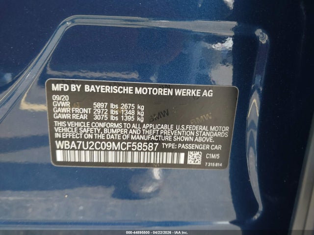 Продажа на аукционе авто 2021 Bmw 750i Xdrive, vin: WBA7U2C09MCF58587, номер лота: 44895500