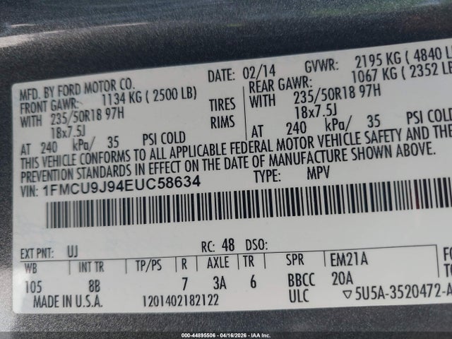 Ford Escape Titanium 2014 1FMCU9J94EUC58634 Image 9