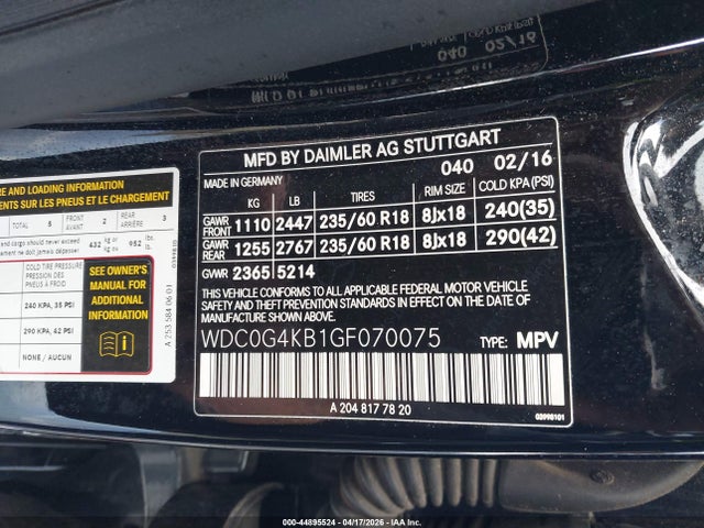 Продажа на аукционе авто 2016 Mercedes-benz Glc 300 4matic, vin: WDC0G4KB1GF070075, номер лота: 44895524