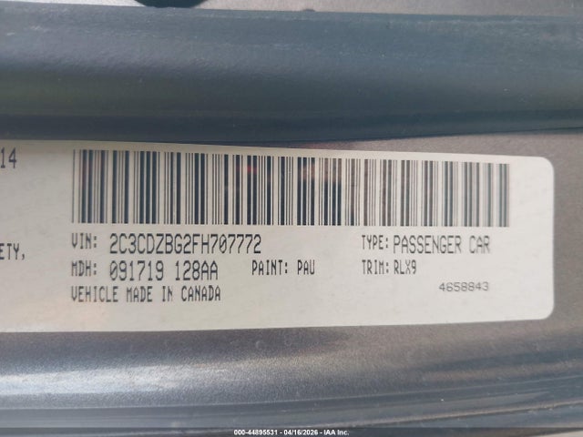 44895531 :رقم المزاد ، 2C3CDZBG2FH707772 vin ، 2015 Dodge Challenger Sxt Plus مزاد بيع