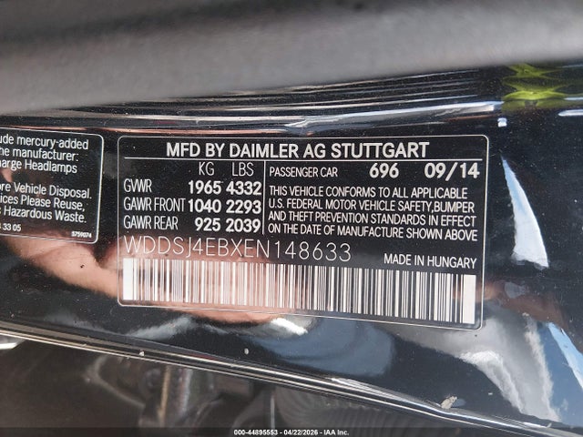Продажа на аукционе авто 2014 Mercedes-benz Cla 250, vin: WDDSJ4EBXEN148633, номер лота: 44895553