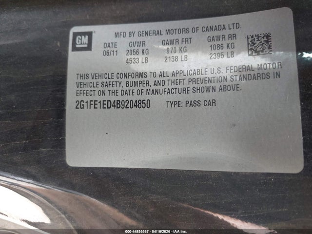 2011 CHEVROLET CAMARO 2G1FE1ED4B9204850 Photo 8