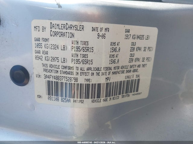 Продажа на аукционе авто 2007 Chrysler Pt Cruiser, vin: 3A4FY48B37T528798, номер лота: 44895745